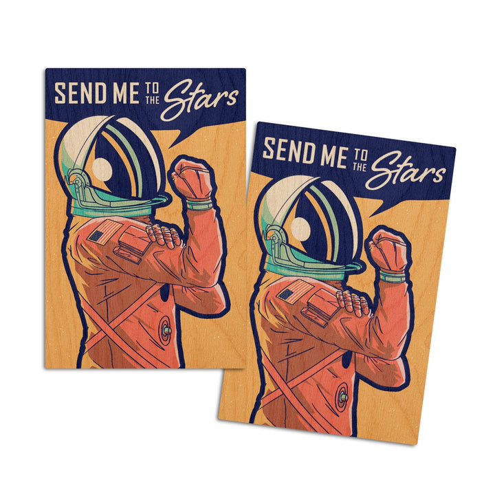 Space Queens Collection, Woman Astronaut, Send Me To The Stars, Wood Signs and Postcards Wood Lantern Press 4x6 Wood Postcard Set 