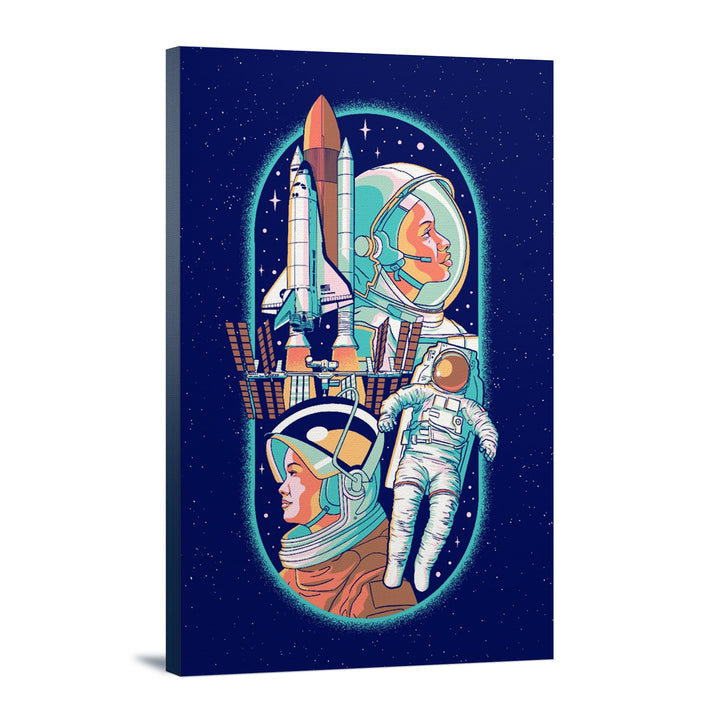 Space Queens Collection, Women in Space, Stretched Canvas Canvas Lantern Press 24x36 Stretched Canvas 