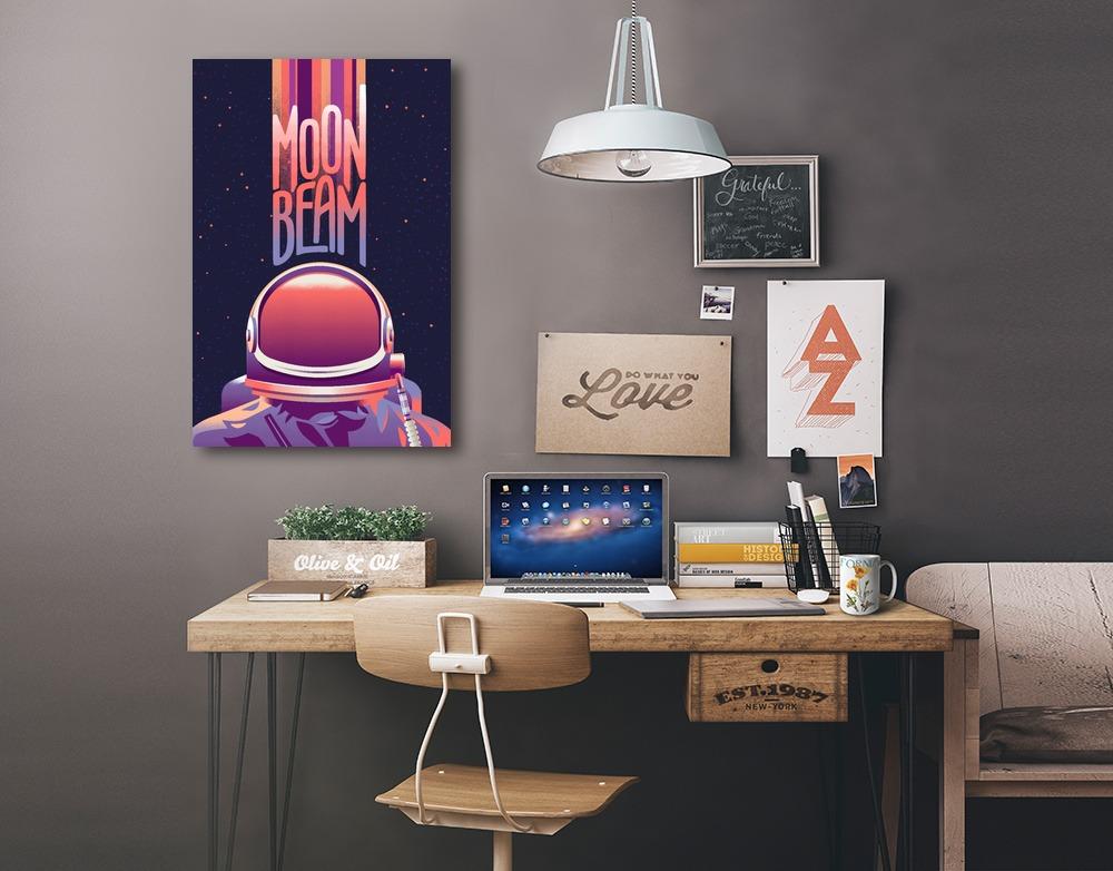 Spacethusiasm Collection, Astronaut, Moon Beam, Stretched Canvas Canvas Lantern Press 