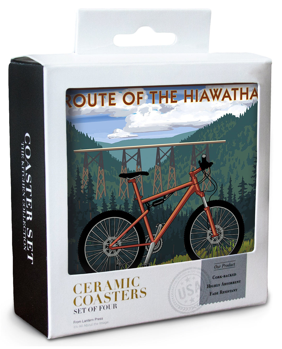 St. Regis, Montana, Route of the Hiawatha Mountain Bike Scene, Lantern Press Artwork, Coaster Set Coasters Lantern Press 