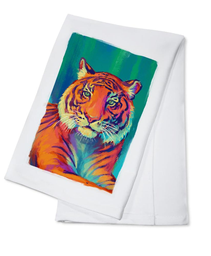 Sumatran Tiger, Vivid, Lantern Press Artwork, Towels and Aprons Kitchen Lantern Press Cotton Towel 