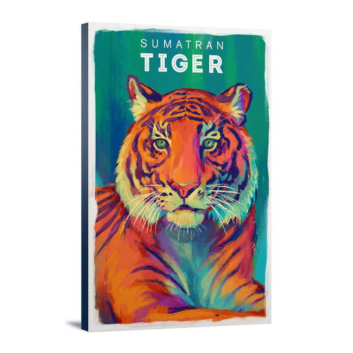 Sumatran Tiger, Vivid Series, Lantern Press Artwork, Stretched Canvas Canvas Lantern Press 12x18 Stretched Canvas 
