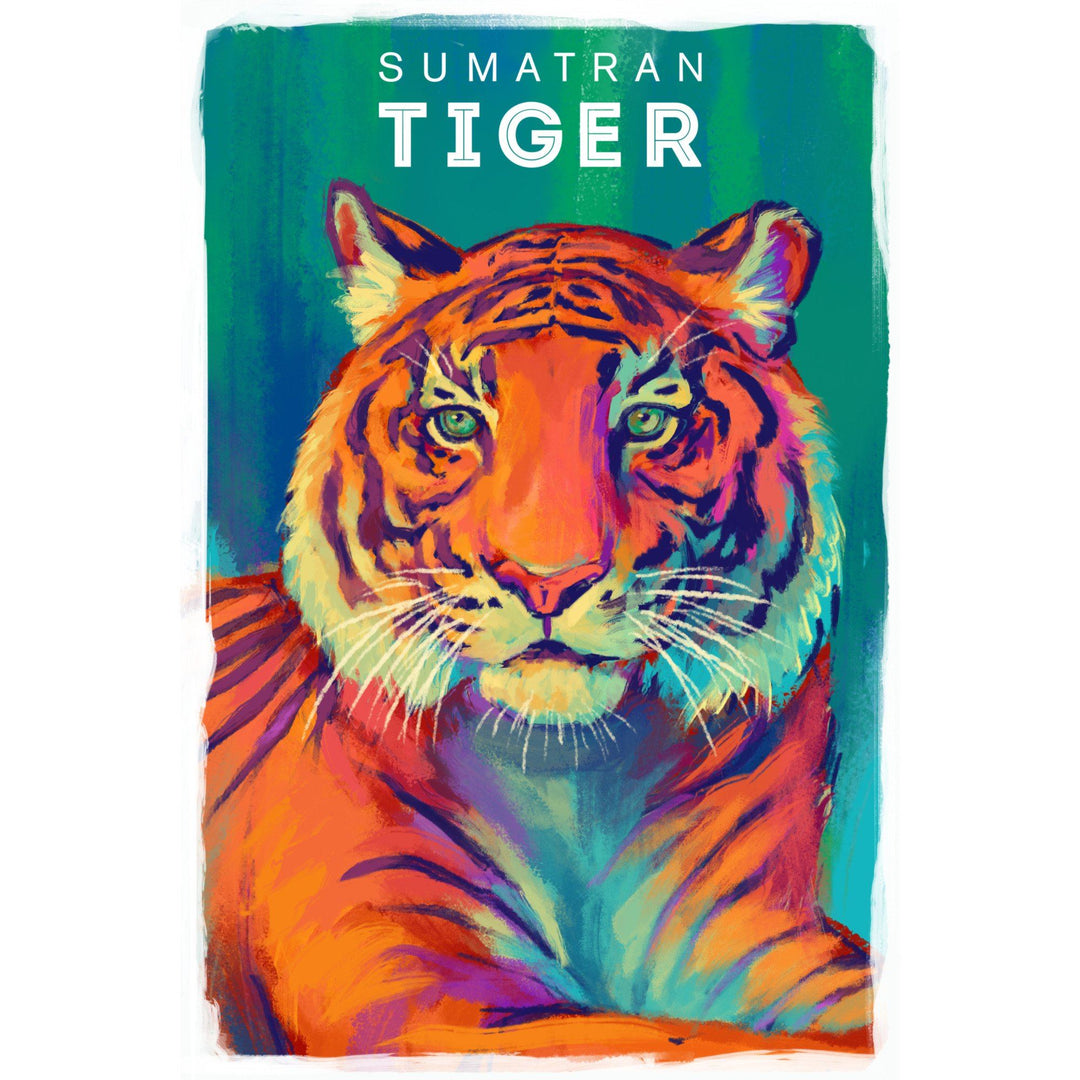Sumatran Tiger, Vivid Series, Lantern Press Artwork, Stretched Canvas Canvas Lantern Press 