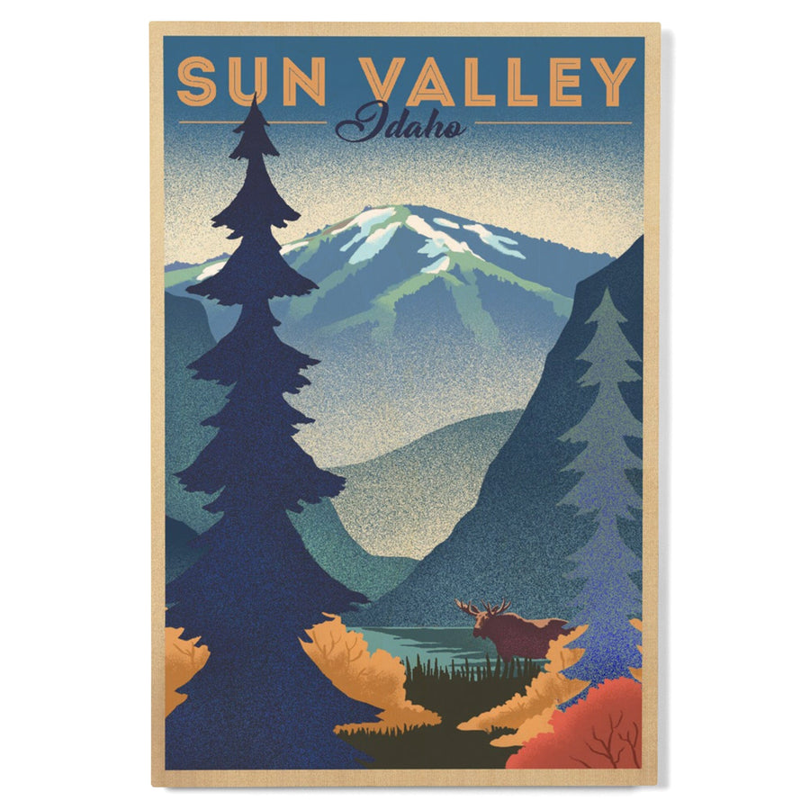 Sun Valley, Idaho, Bald Mountain, Lithograph, Lantern Press Artwork, Wood Signs and Postcards Wood Lantern Press 