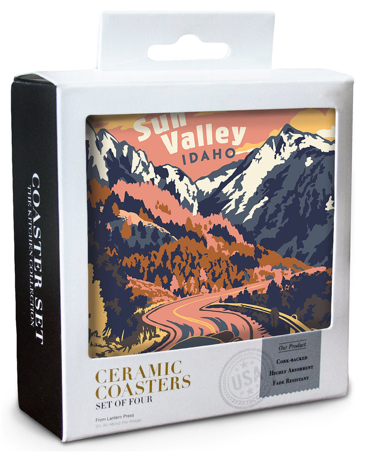 Sun Valley, Idaho, Explorer Series, Lantern Press Artwork, Coaster Set Coasters Lantern Press 