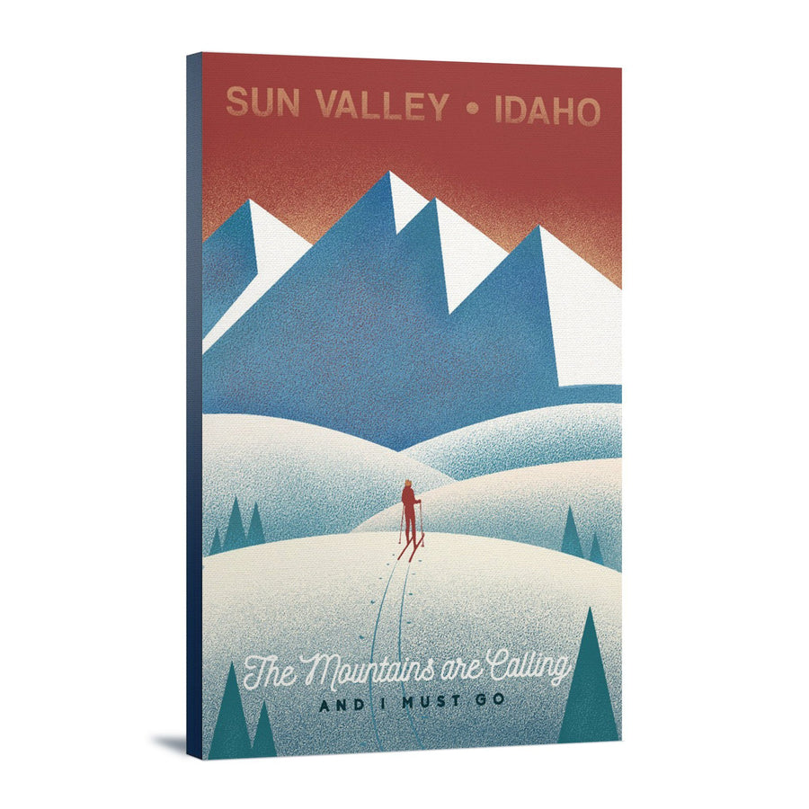 Sun Valley, Idaho, Skier In the Mountains, Litho, Lantern Press Artwork, Stretched Canvas Canvas Lantern Press 
