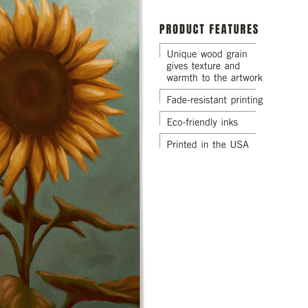 Sunflower, Oil Painting, Lantern Press Artwork, Wood Signs and Postcards Wood Lantern Press 