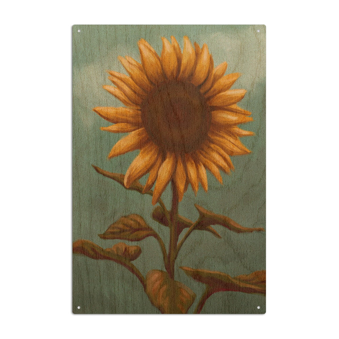 Sunflower, Oil Painting, Lantern Press Artwork, Wood Signs and Postcards Wood Lantern Press 6x9 Wood Sign 