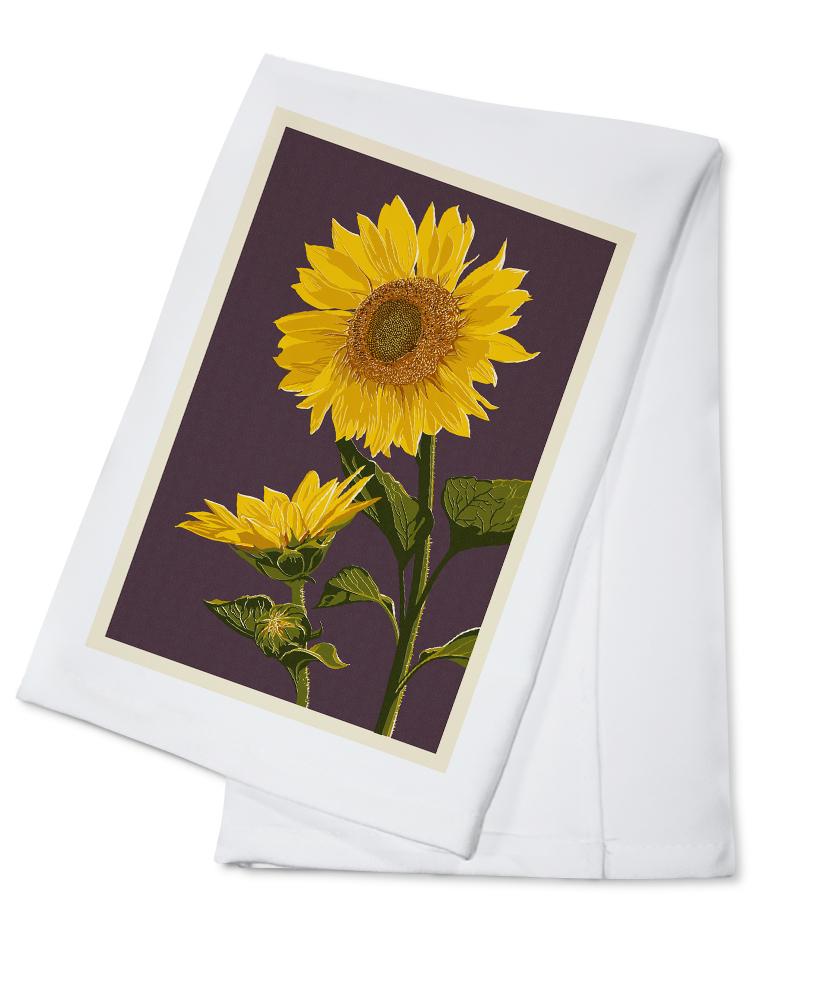 Sunflowers, Letterpress, Lantern Press Artwork, Towels and Aprons Kitchen Lantern Press Cotton Towel 