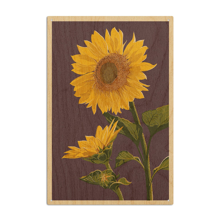 Sunflowers, Letterpress, Lantern Press Artwork, Wood Signs and Postcards Wood Lantern Press 10 x 15 Wood Sign 