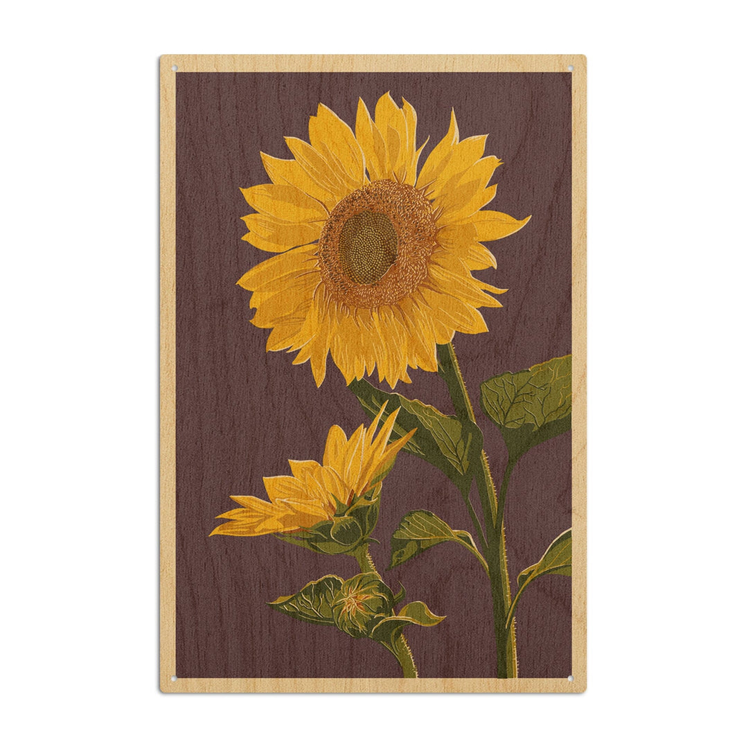 Sunflowers, Letterpress, Lantern Press Artwork, Wood Signs and Postcards Wood Lantern Press 6x9 Wood Sign 