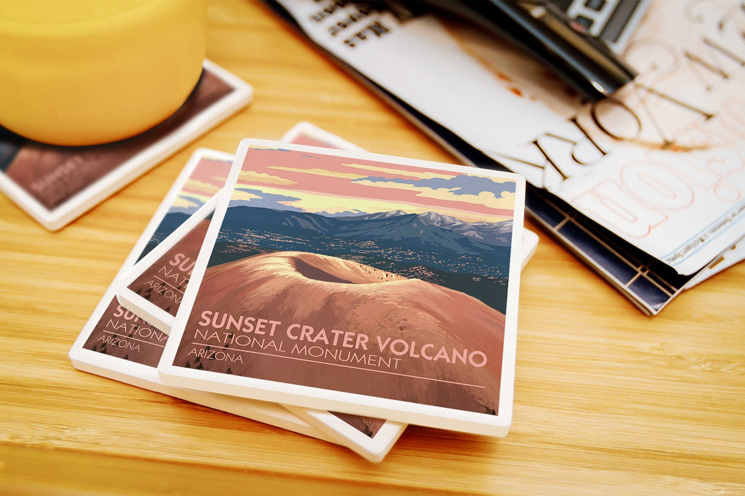 Sunset Crater Volcano National Monument, Arizona, Lantern Press Artwork, Coaster Set Coasters Lantern Press 