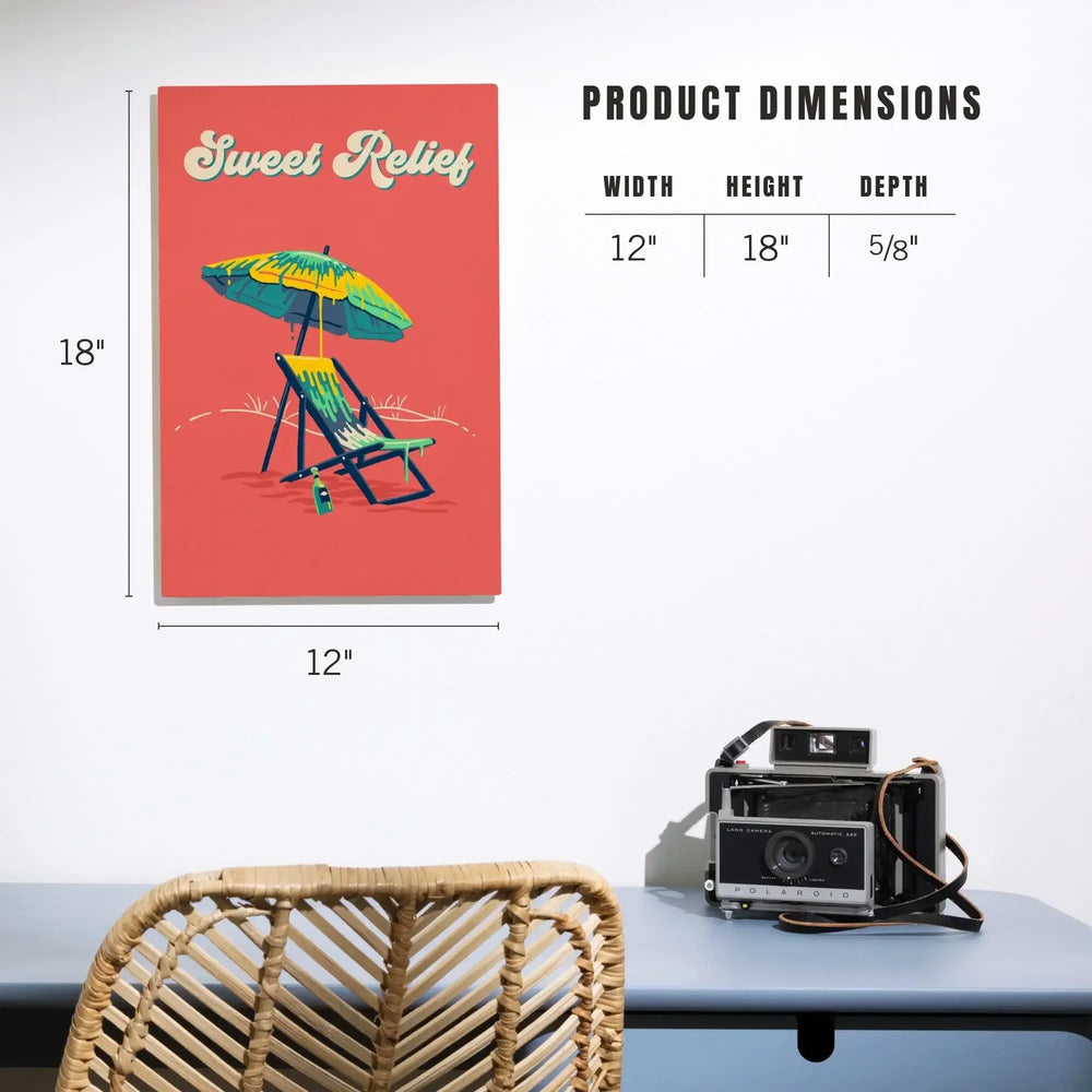Sweet Relief Collection, Beach Chair and Umbrella, Sweet Relief, Wood Signs and Postcards Wood Lantern Press 