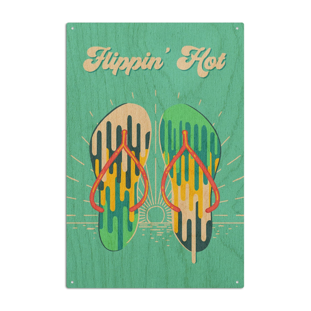 Sweet Relief Collection, Flip Flops, Flippin Hot, Wood Signs and Postcards Wood Lantern Press 10 x 15 Wood Sign 
