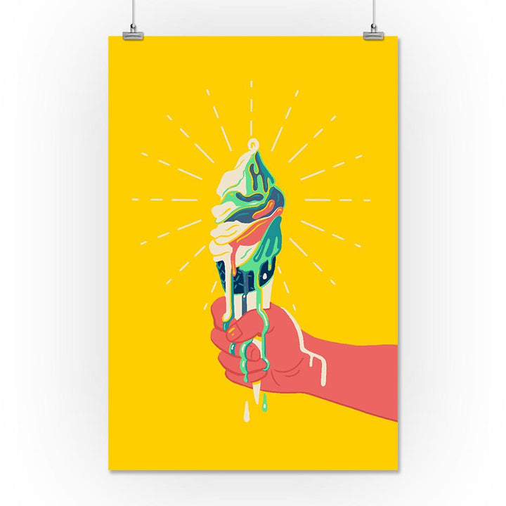 Sweet Relief Collection, Melting Ice Cream Cone, Art Prints and Metal Signs Art Lantern Press 16 x 24 Giclee Print 