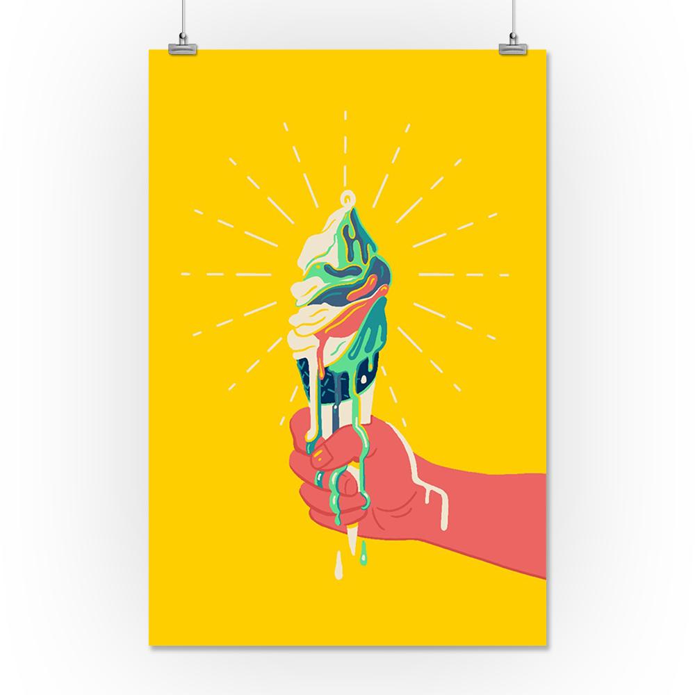 Sweet Relief Collection, Melting Ice Cream Cone, Art Prints and Metal Signs Art Lantern Press 24 x 36 Giclee Print 