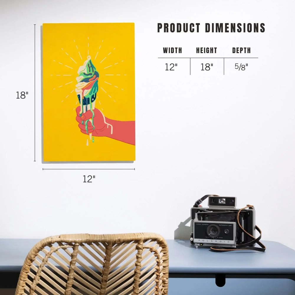 Sweet Relief Collection, Melting Ice Cream Cone, Wood Signs and Postcards Wood Lantern Press 