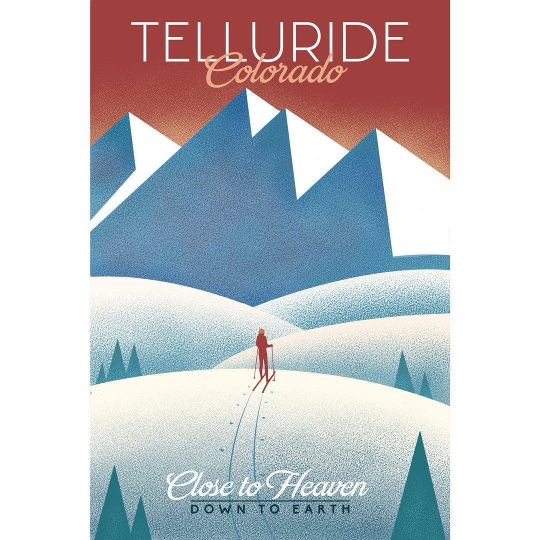 Telluride, Colorado, Skier In the Mountains, Litho, Lantern Press Artwork, Towels and Aprons Kitchen Lantern Press 