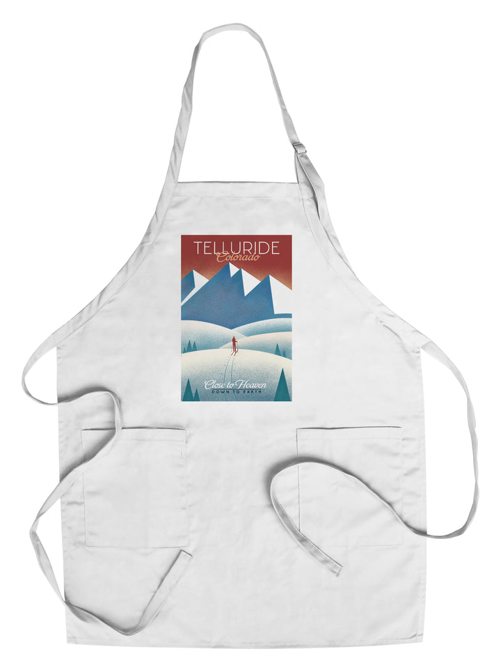 Telluride, Colorado, Skier In the Mountains, Litho, Lantern Press Artwork, Towels and Aprons Kitchen Lantern Press Chef's Apron 