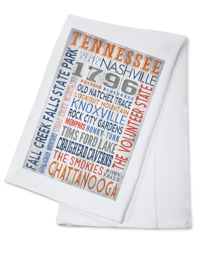 Tennessee, Rustic Typography, Lantern Press Artwork, Towels and Aprons Kitchen Lantern Press Cotton Towel 