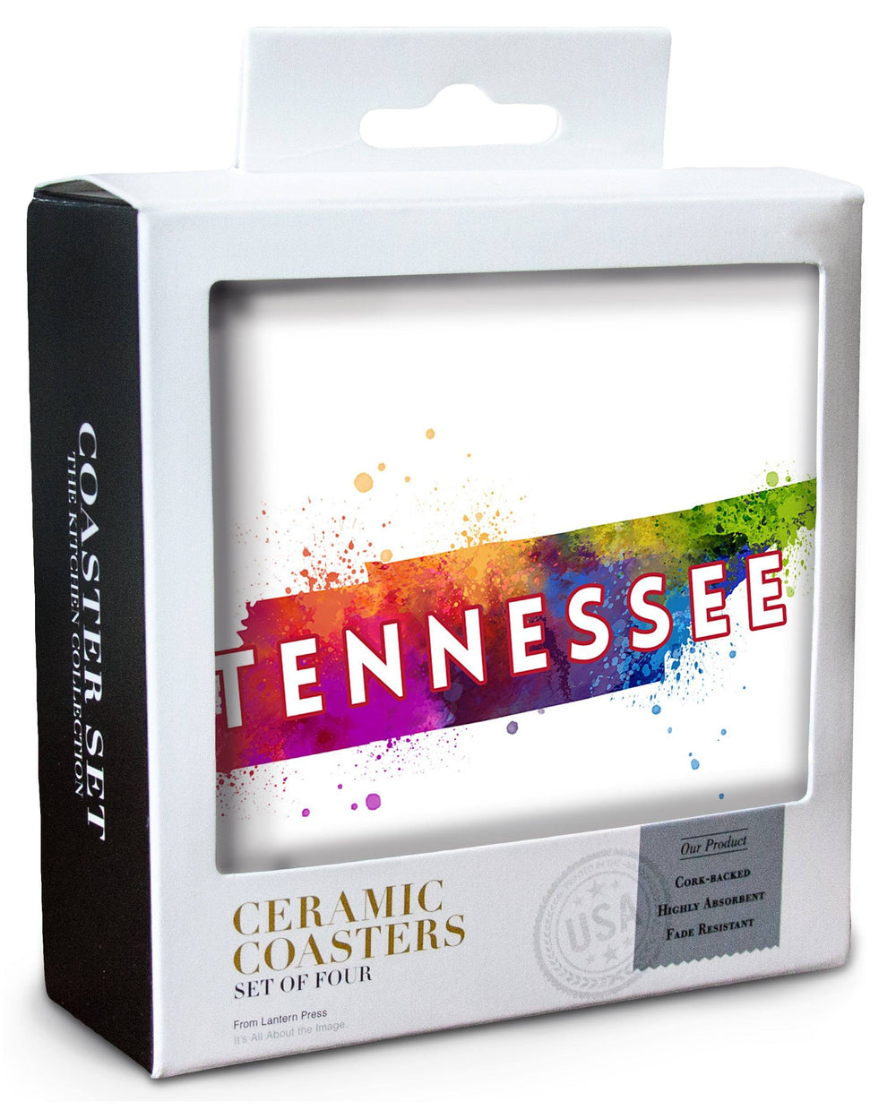 Tennessee, State Abstract Watercolor, Contour, Lantern Press Artwork, Coaster Set Coasters Lantern Press 