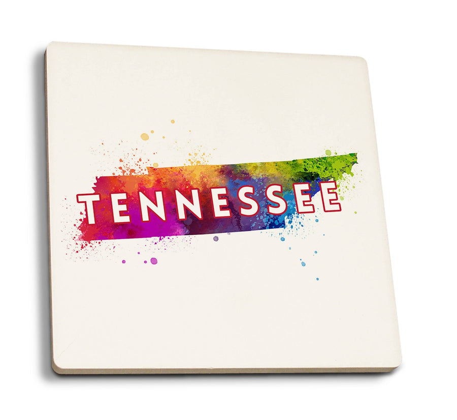Tennessee, State Abstract Watercolor, Contour, Lantern Press Artwork, Coaster Set Coasters Lantern Press 