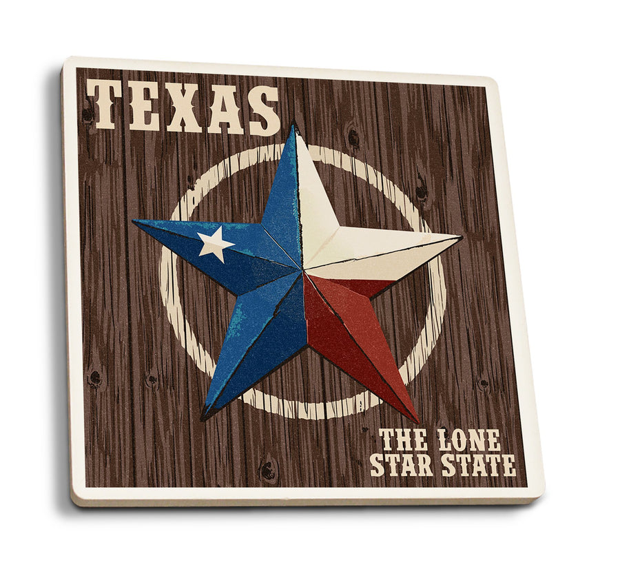 Texas, Barn Star Letterpress, Lantern Press Artwork, Coaster Set Coasters Lantern Press 