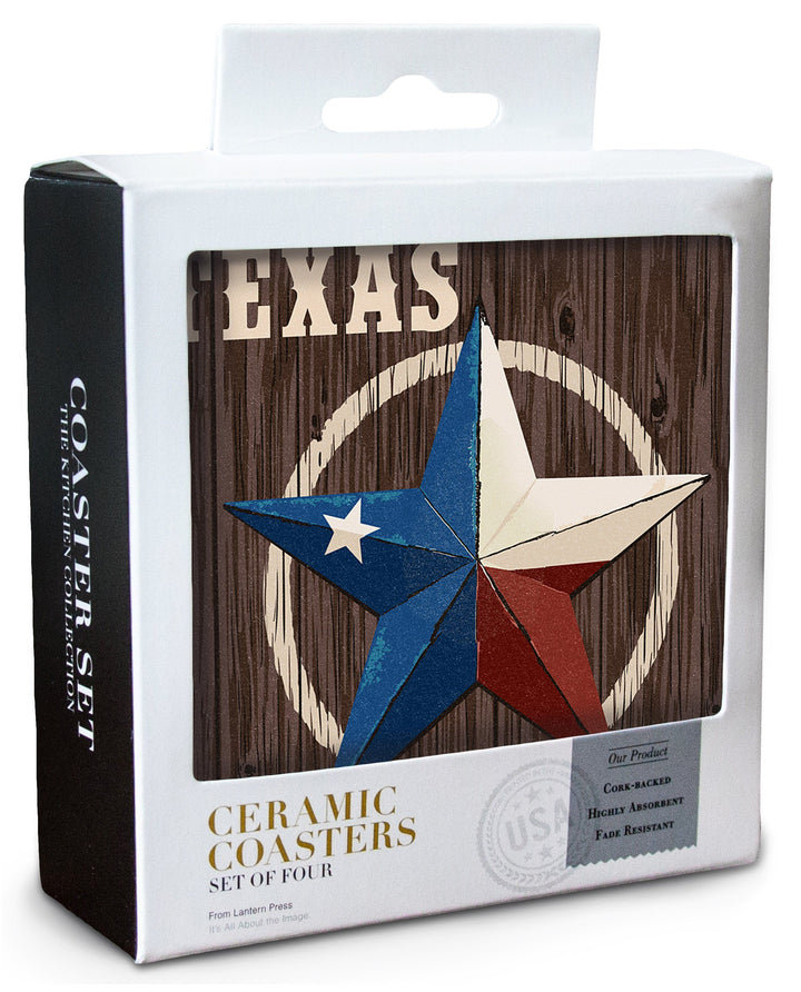 Texas, Barn Star Letterpress, Lantern Press Artwork, Coaster Set Coasters Lantern Press 