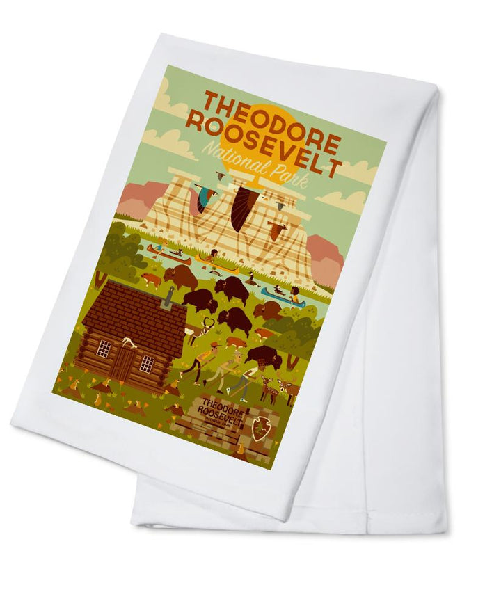 Theodore Roosevelt National Park, North Dakota, Geometric National Park Series, Lantern Press Artwork, Towels and Aprons Kitchen Lantern Press Cotton Towel 