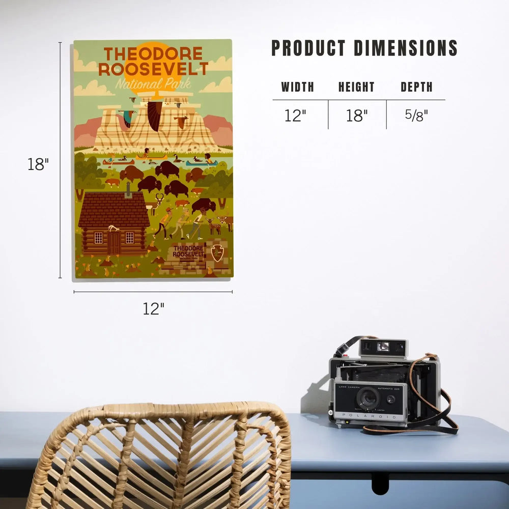 Theodore Roosevelt National Park, North Dakota, Geometric National Park Series, Lantern Press Artwork, Wood Signs and Postcards Wood Lantern Press 