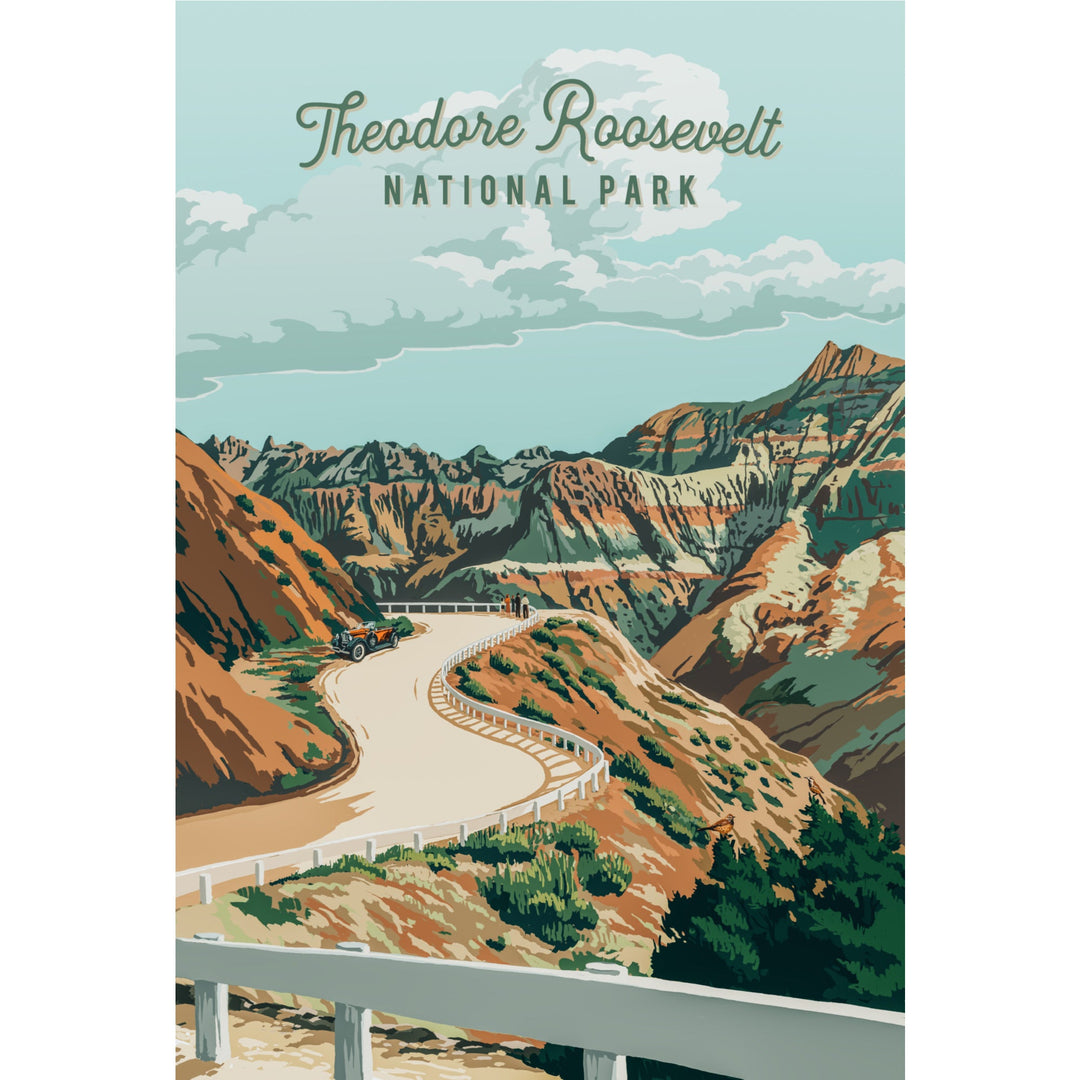 Theodore Roosevelt National Park, North Dakota, Painterly National Park Series, Stretched Canvas Canvas Lantern Press 