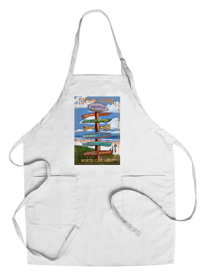 Topsail Island, North Carolina, Destination Sign, Lantern Press Artwork, Towels and Aprons Kitchen Lantern Press Chef's Apron 