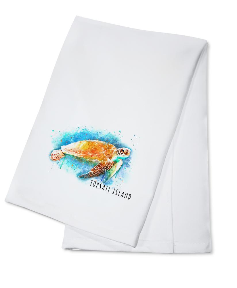 Topsail Island, North Carolina, Sea Turtle, Watercolor, Lantern Press Artwork, Towels and Aprons Kitchen Lantern Press Cotton Towel 
