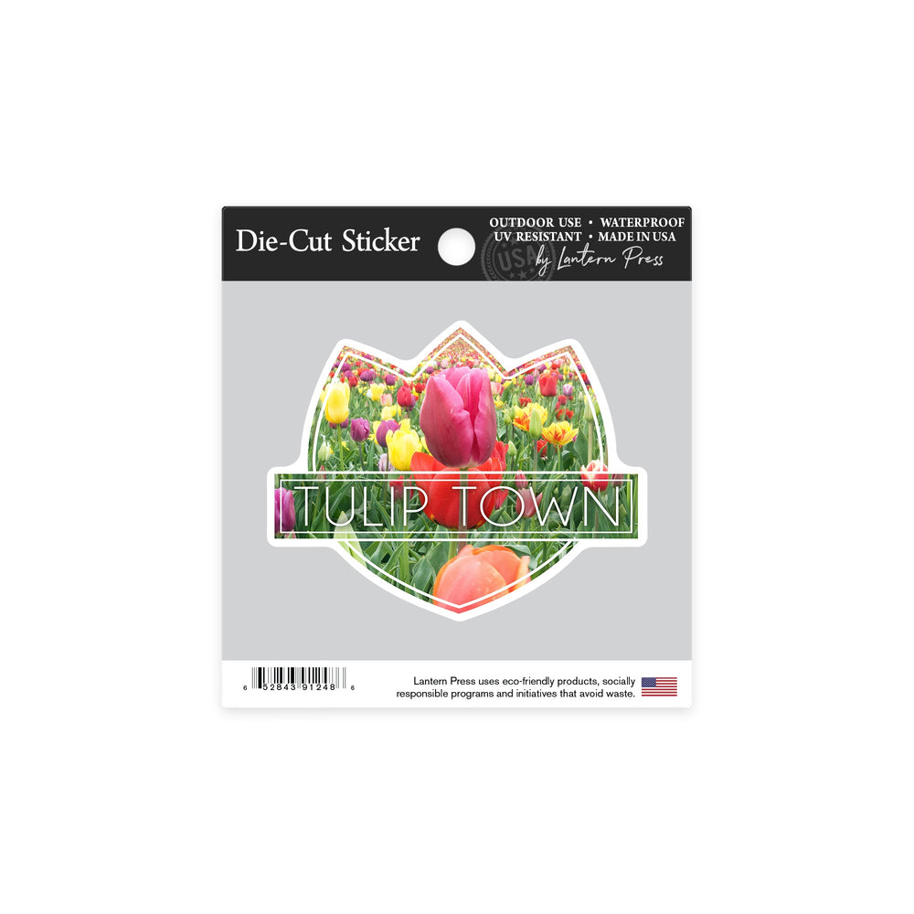 Tulip Town, Washington, Tulips, Contour Sticker Lantern Press 