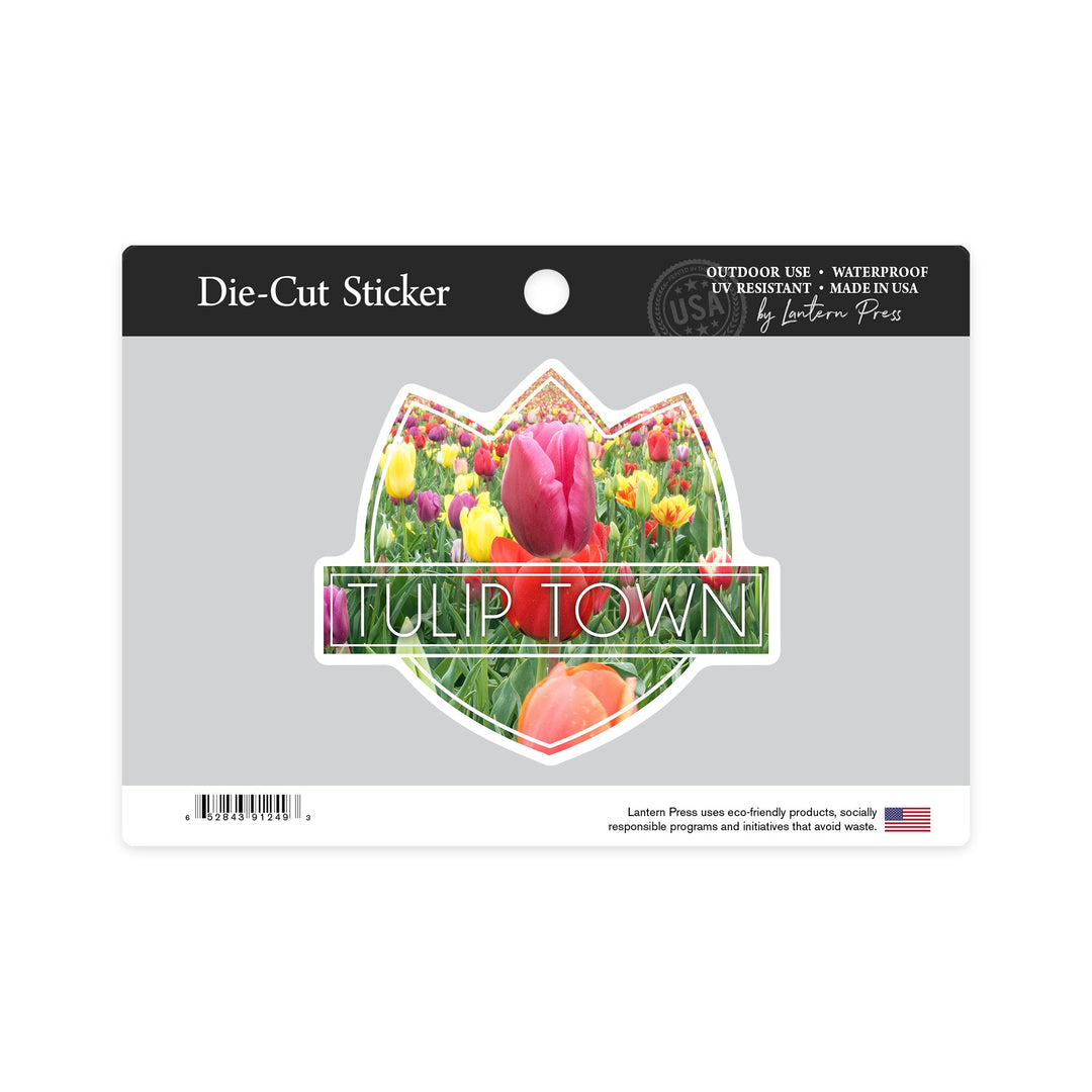 Tulip Town, Washington, Tulips, Contour Sticker Lantern Press 