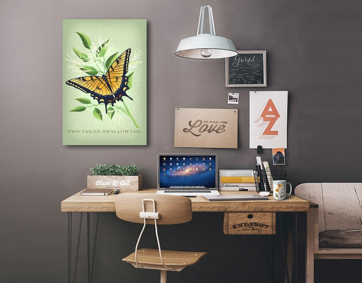 Two-Tailed Swallowtail, Vintage Flora, Lantern Press Artwork, Stretched Canvas Canvas Lantern Press 