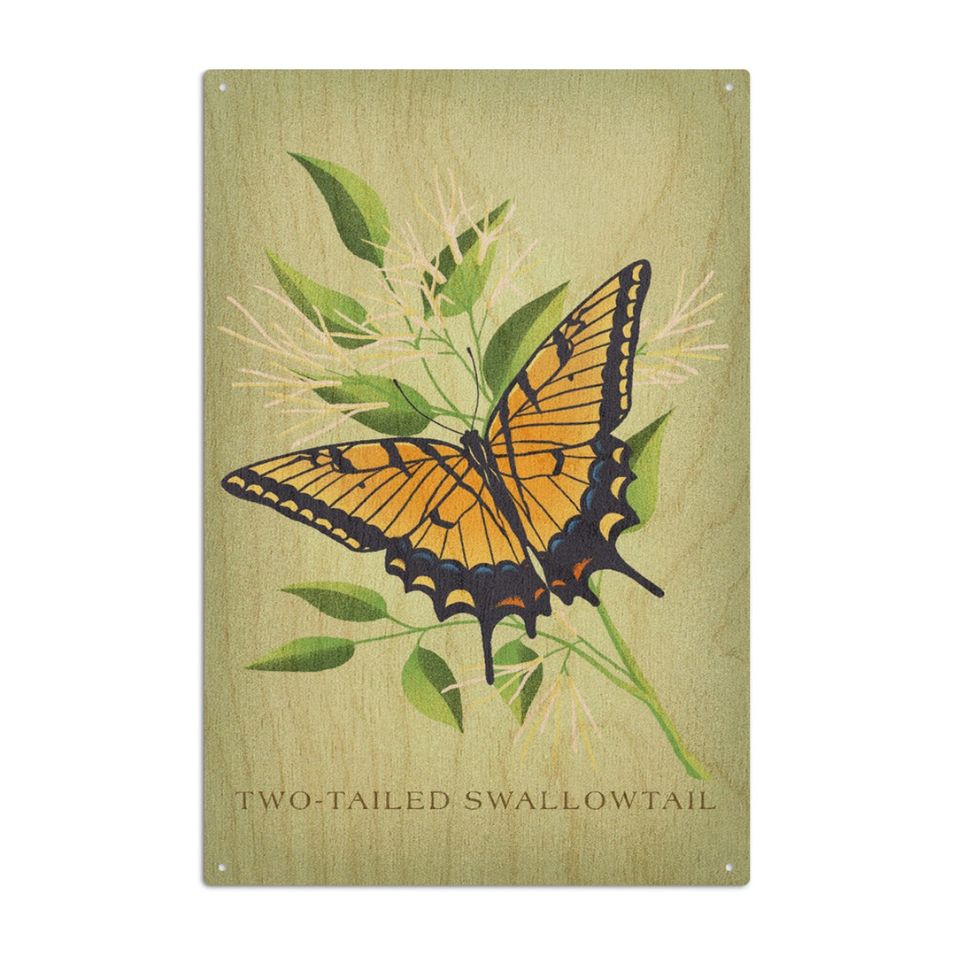 Two-Tailed Swallowtail, Vintage Flora, Lantern Press Artwork, Wood Signs and Postcards Wood Lantern Press 10 x 15 Wood Sign 