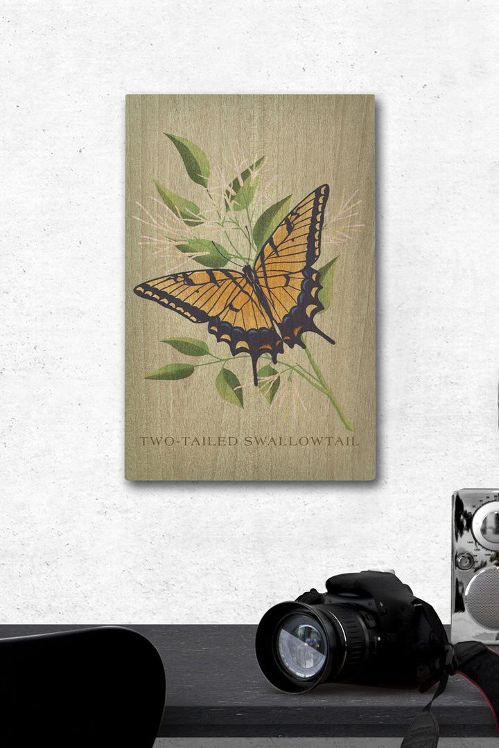 Two-Tailed Swallowtail, Vintage Flora, Lantern Press Artwork, Wood Signs and Postcards Wood Lantern Press 12 x 18 Wood Gallery Print 