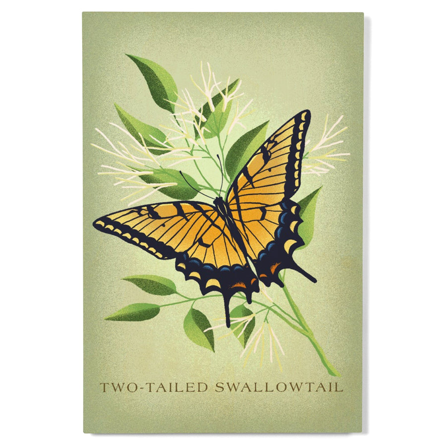Two-Tailed Swallowtail, Vintage Flora, Lantern Press Artwork, Wood Signs and Postcards Wood Lantern Press 