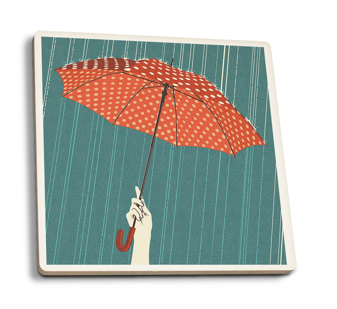 Umbrella, Letterpress, Lantern Press Artwork, Coaster Set Coasters Lantern Press 