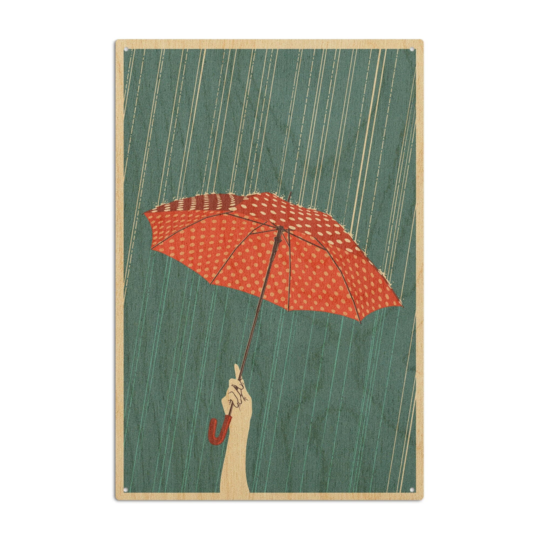 Umbrella, Letterpress, Lantern Press Artwork, Wood Signs and Postcards Wood Lantern Press 10 x 15 Wood Sign 