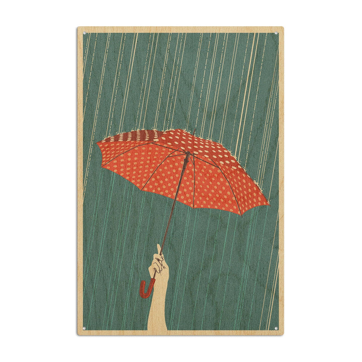 Umbrella, Letterpress, Lantern Press Artwork, Wood Signs and Postcards Wood Lantern Press 10 x 15 Wood Sign 