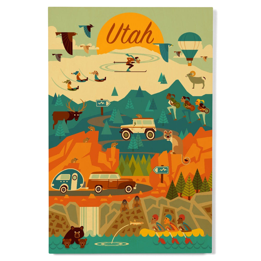 Utah, Mountain, Geometric, Lantern Press Artwork, Wood Signs and Postcards Wood Lantern Press 