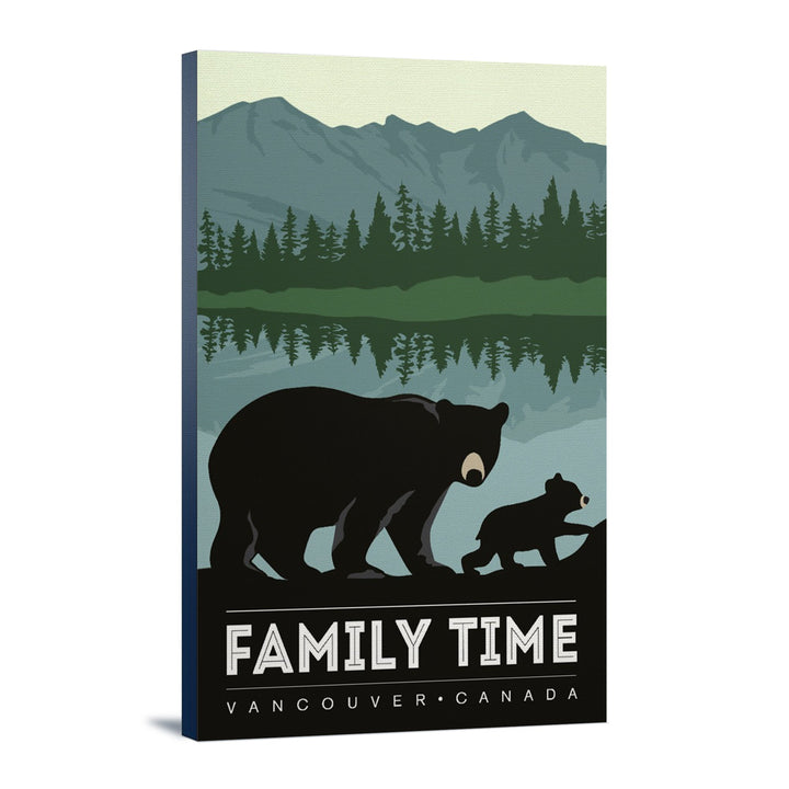 Vancouver, Canada, Family Time, Black Bear & Cub, Lantern Press Artwork, Stretched Canvas Canvas Lantern Press 12x18 Stretched Canvas 