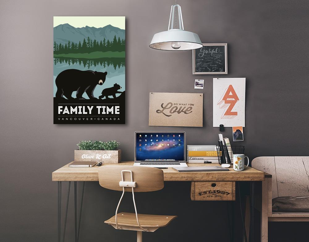 Vancouver, Canada, Family Time, Black Bear & Cub, Lantern Press Artwork, Stretched Canvas Canvas Lantern Press 