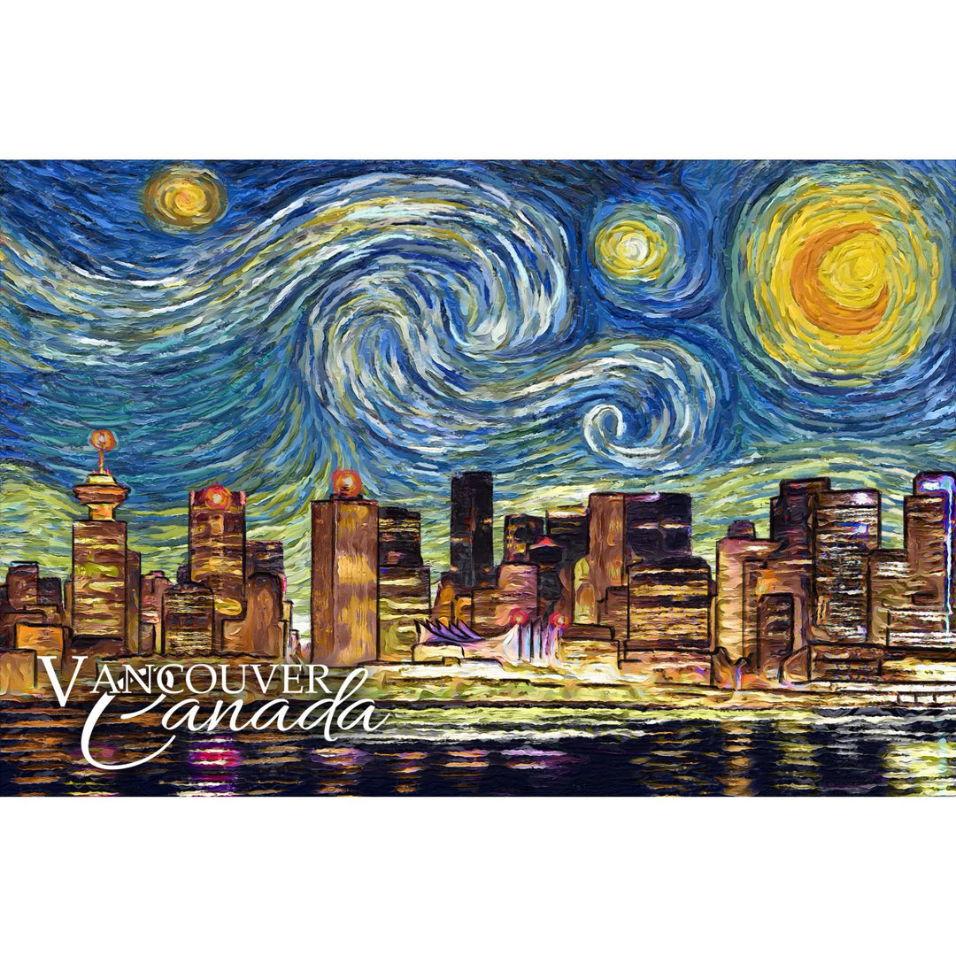 Vancouver, Canada, Starry Night, Lantern Press Artwork, Stretched Canvas Canvas Lantern Press 