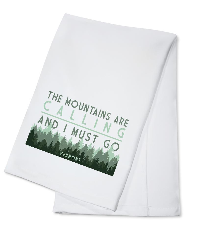 Vermont, The Mountains Are Calling, Pine Trees, Lantern Press Artwork, Towels and Aprons Kitchen Lantern Press Cotton Towel 