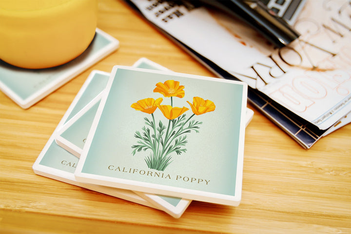 Vintage Flora, California Poppy Coasters Lantern Press 