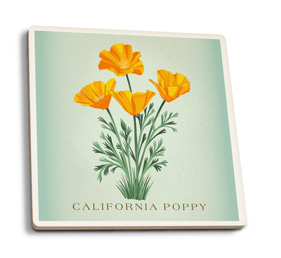 Vintage Flora, California Poppy Coasters Lantern Press 