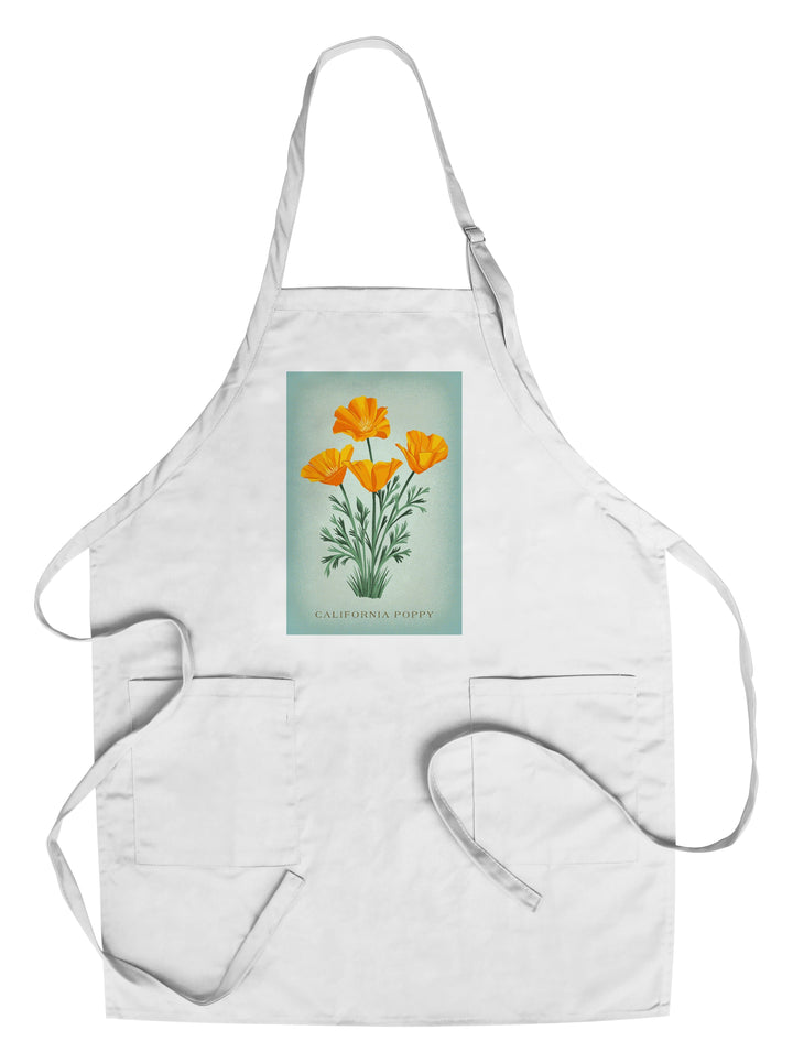Vintage Flora, California Poppy Kitchen Lantern Press Chef's Apron 